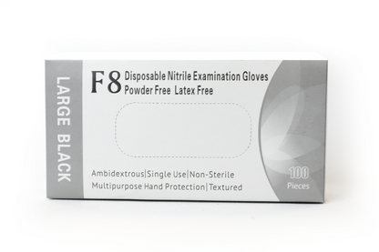 F8 Nitrile PF Disposable Gloves Black (F8N)