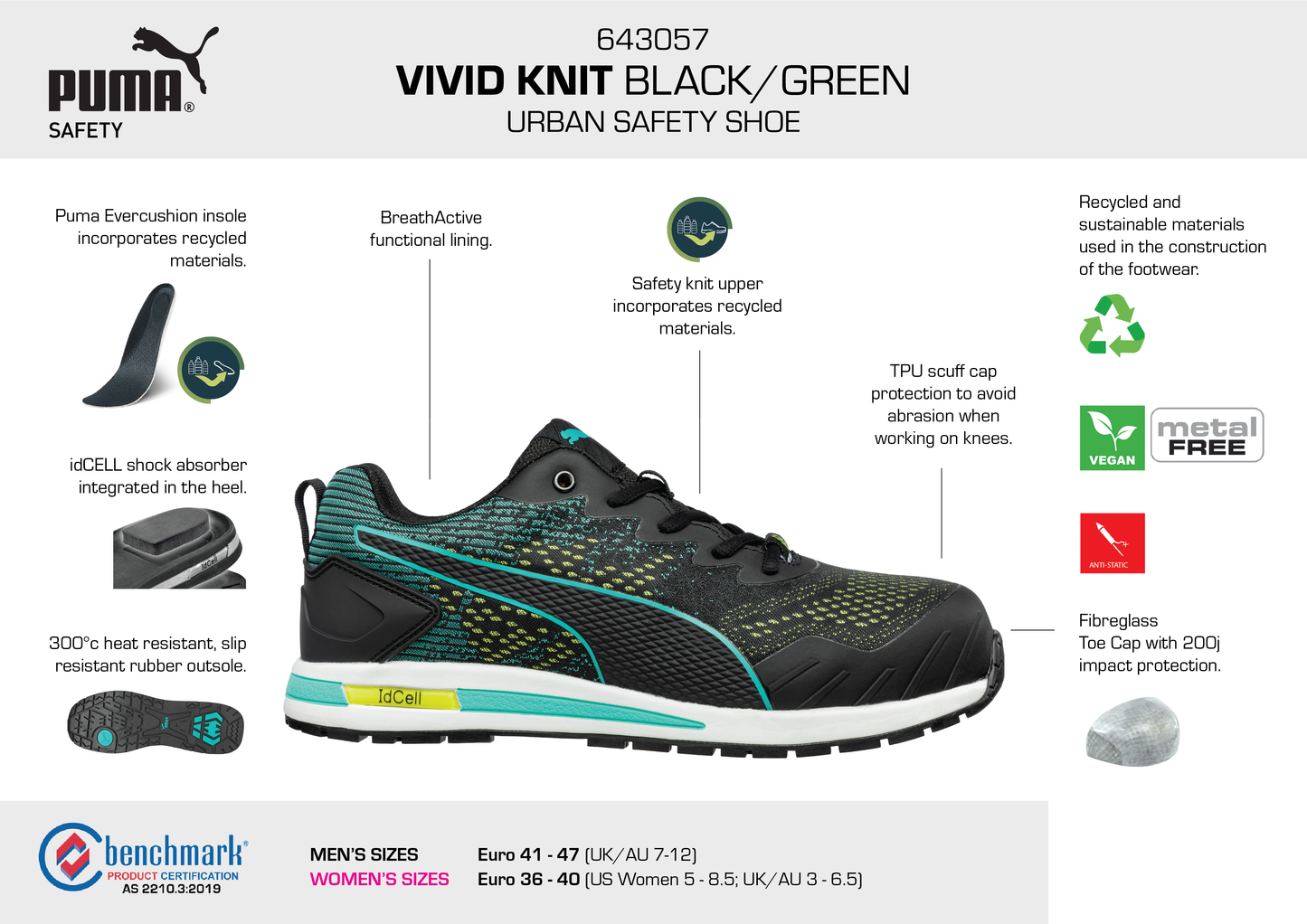 PUMA Vivid Knit Black/Green