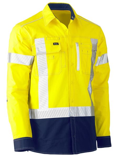 Bisley FLX & Move Hi Vis X Taped Utility Shirt Long Sleeve (BISBS6177XT)