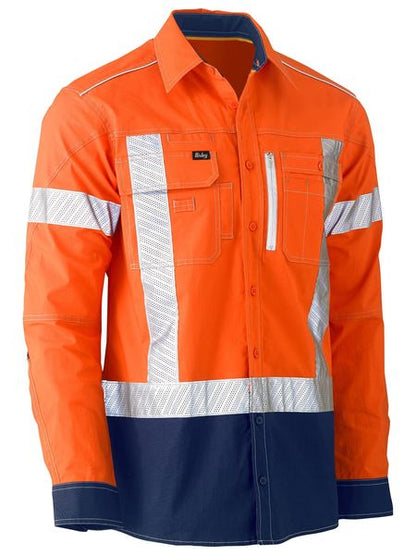 Bisley FLX & Move Hi Vis X Taped Utility Shirt Long Sleeve (BISBS6177XT)