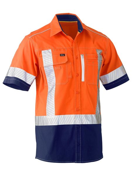 Bisley FLX & Move Hi Vis X Taped Utility Shirt Short Sleeve (BISBS1177XT)