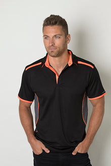 Black Kanvas Contrasting Shoulder Panel Polo